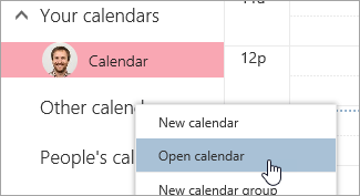 Calendar menu