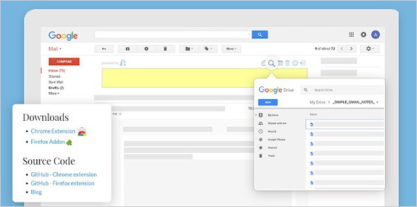 simple gmail note extension