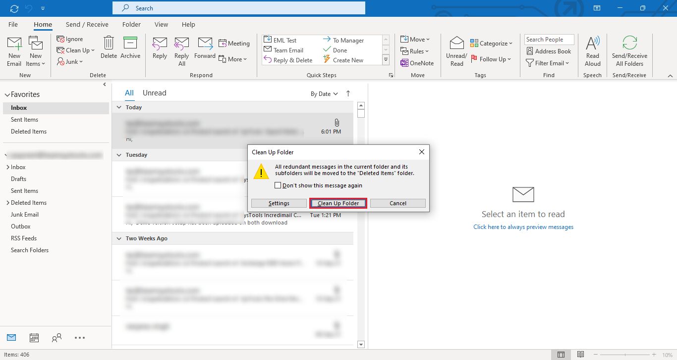 how do you delete duplicate emails in outlook 2010
