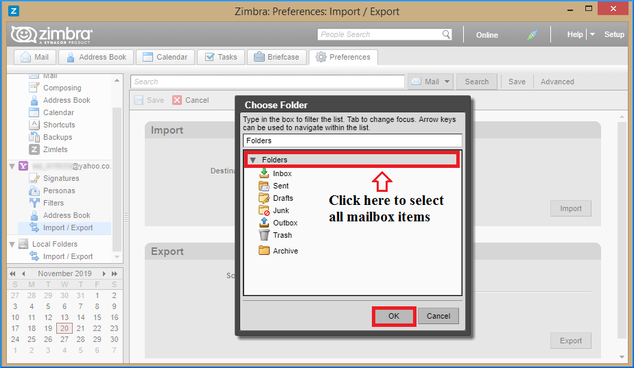 export zimbra to pst individual mailbox