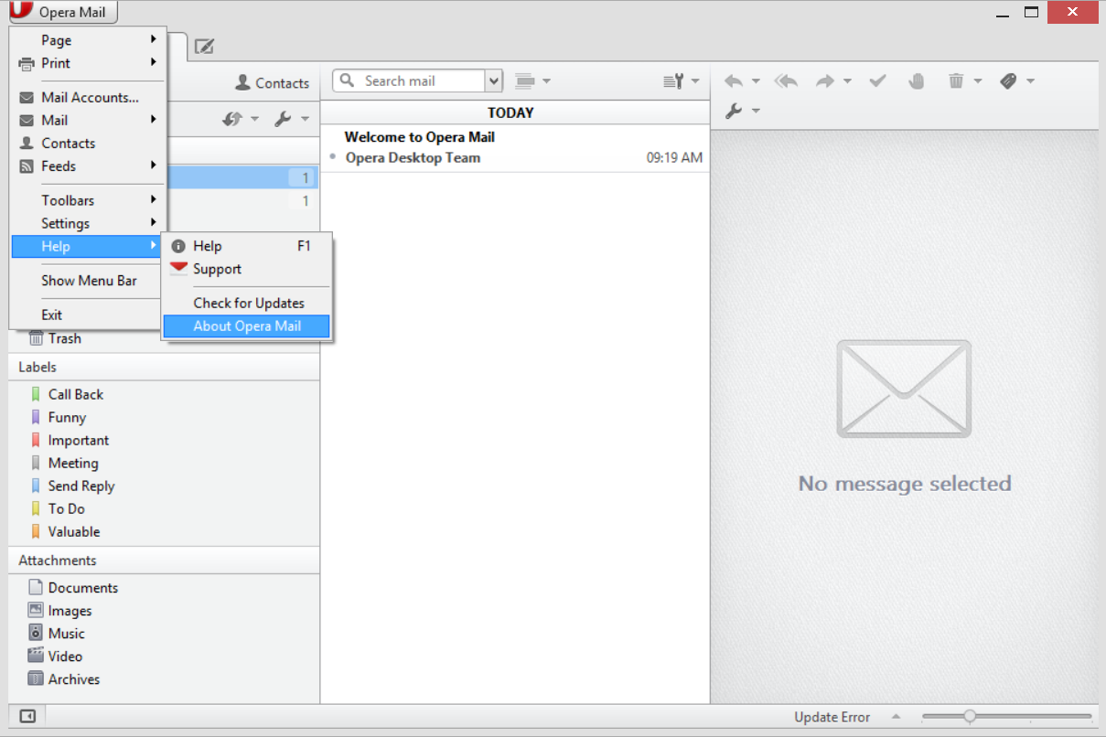 Opera Mail can send emails in rich text