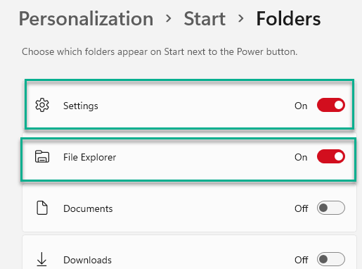 setting and file explorer