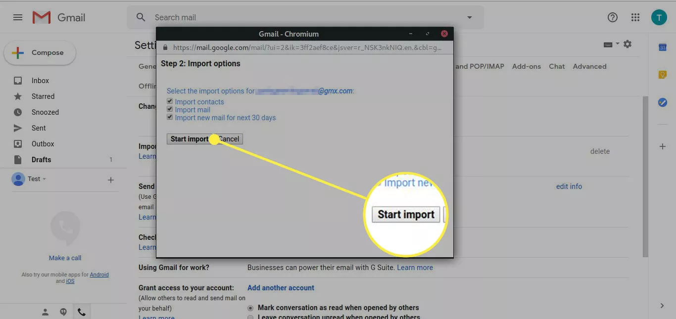 smart import to gmx in gmail