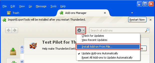 gear button select “Install Add-ons from file”