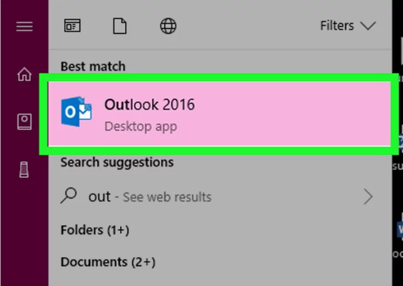 Go to the MS Outlook 