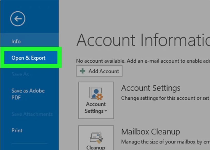 choose the open & export option