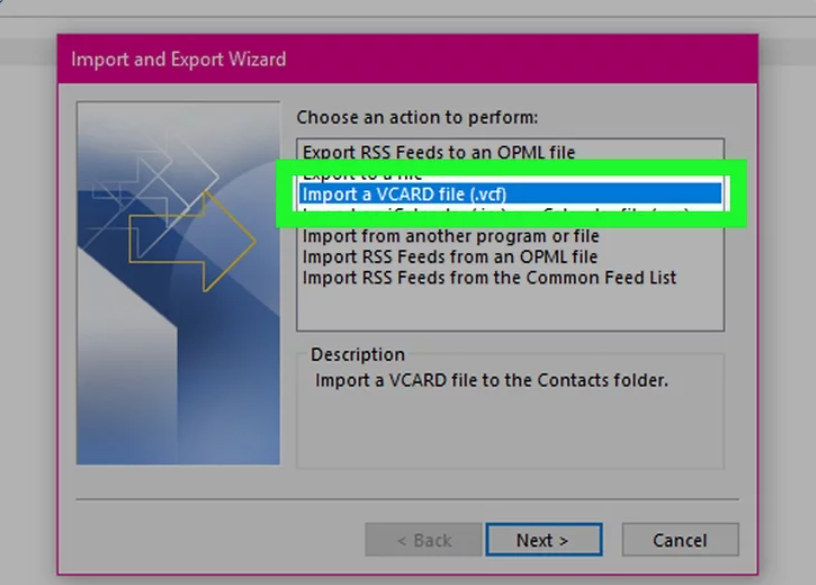 import vCard file(.VCF)