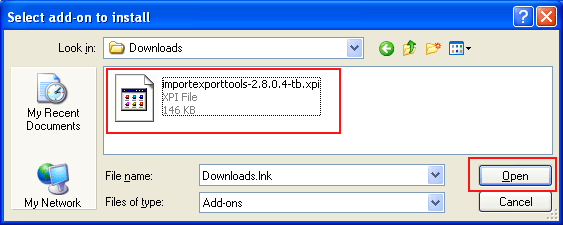 Find the location of import/export tool