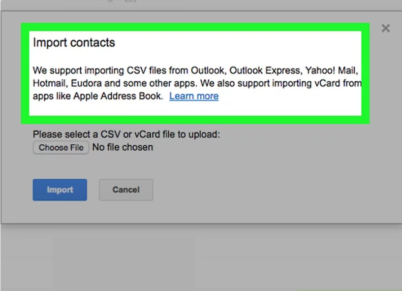 Choose the CSV or vCard option
