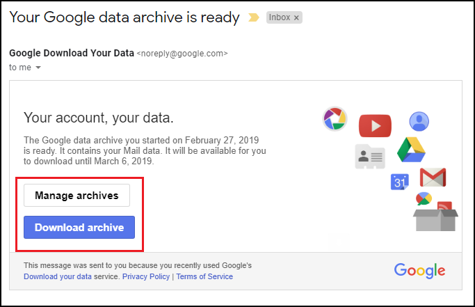 download google takeout data to Outlook