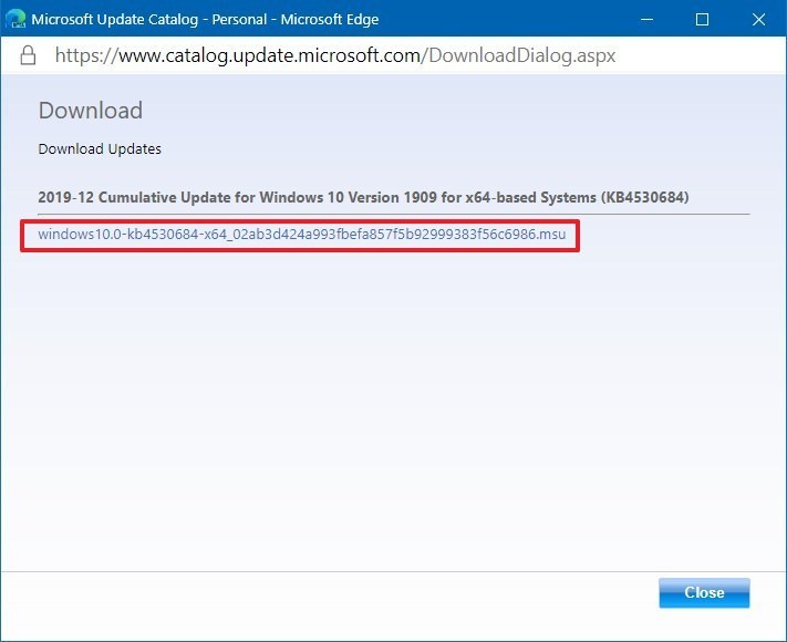 download update windows .msu
