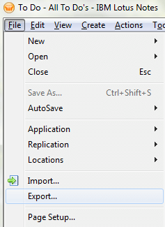 choose export tab to migrate lotus note to outlook
