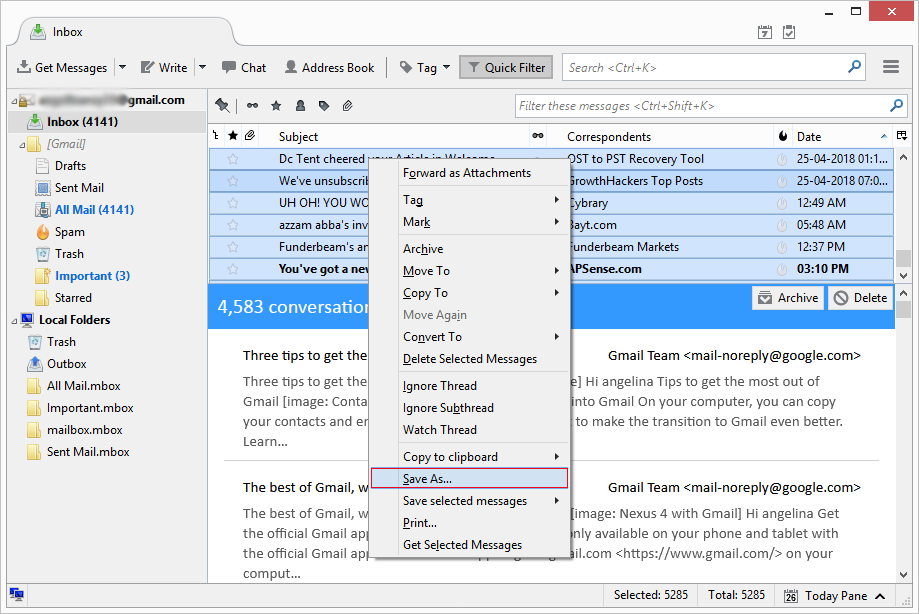 convert mbox format to eml