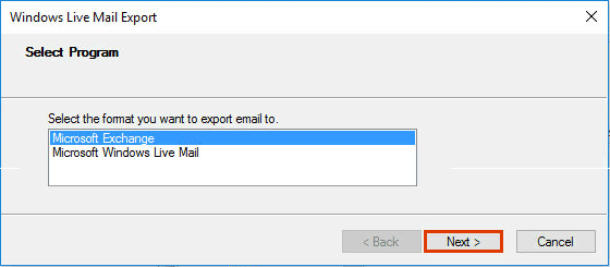 select MS exchange EML to PST