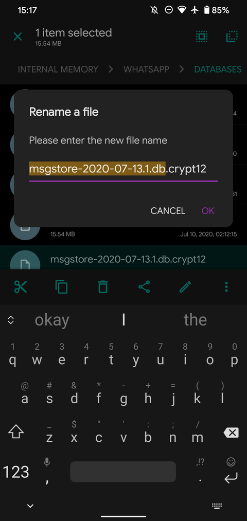 whatsapp rename folder android