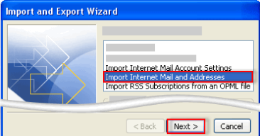 Press on Import-Internet-Mail-Account-Settings