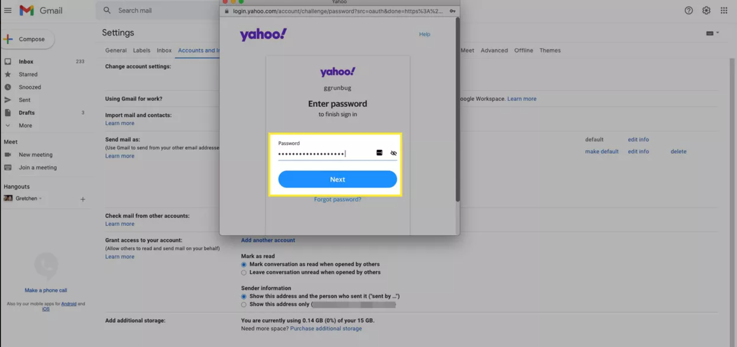 Choose your Yahoo Mail account