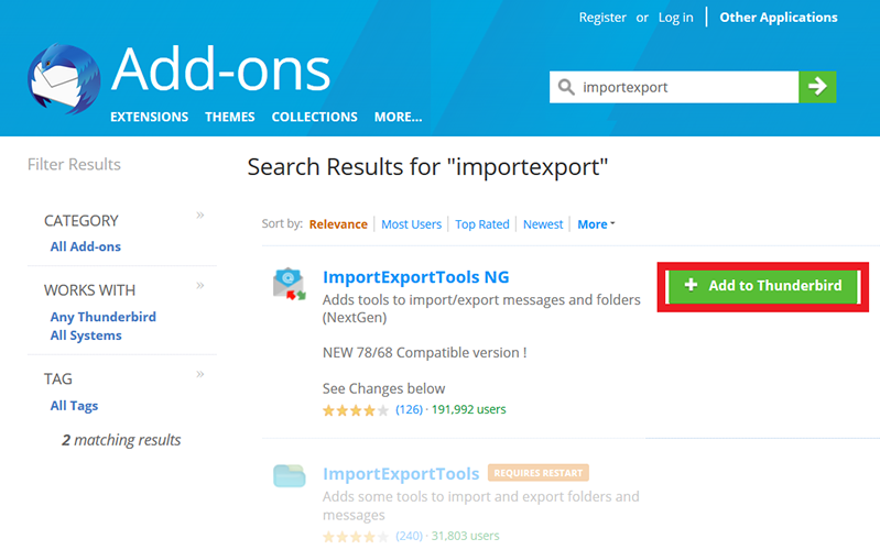 download import export tool