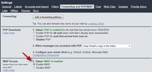 setting to export gmail to opera mail
