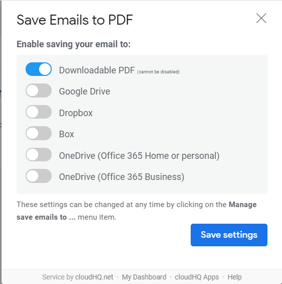 click saving setting option