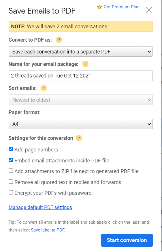 convert gmail to pdf